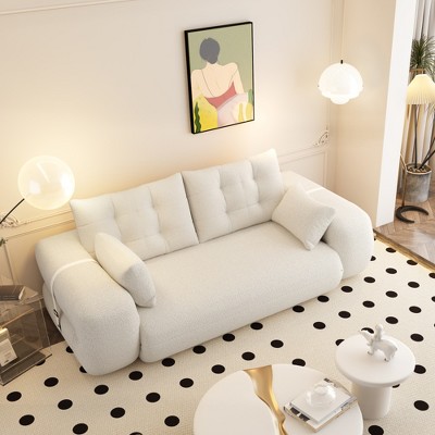 Lycvki 78.7" Multi-Functional Foldable Sofa Bed 3-in-1,Teddy Fabric Foam-Filled