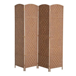Room Divider, 4 Panel Folding Privacy Screen, 6FT Tall Portable Wicker Weave Partition Wall Divider for Bedroom, Home Office - 1 of 4