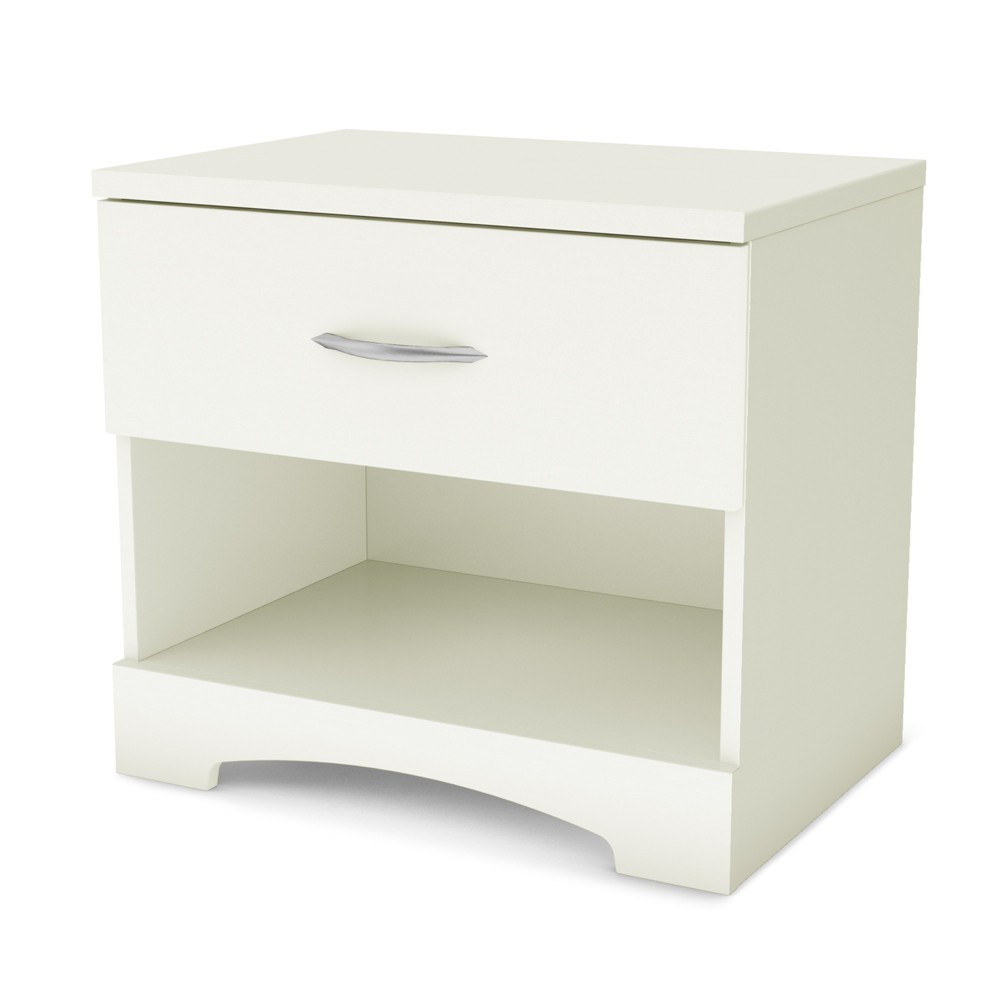 Photos - Storage Сabinet South Shore Step One 1 Drawer Nightstand Pure White: Laminated, Meets ASTM Standards, 5-Year Warranty