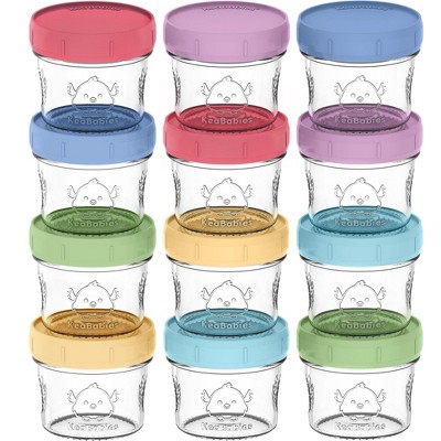 4oz Glass Baby Food Storage Jars, Food Grade Silicone Lids