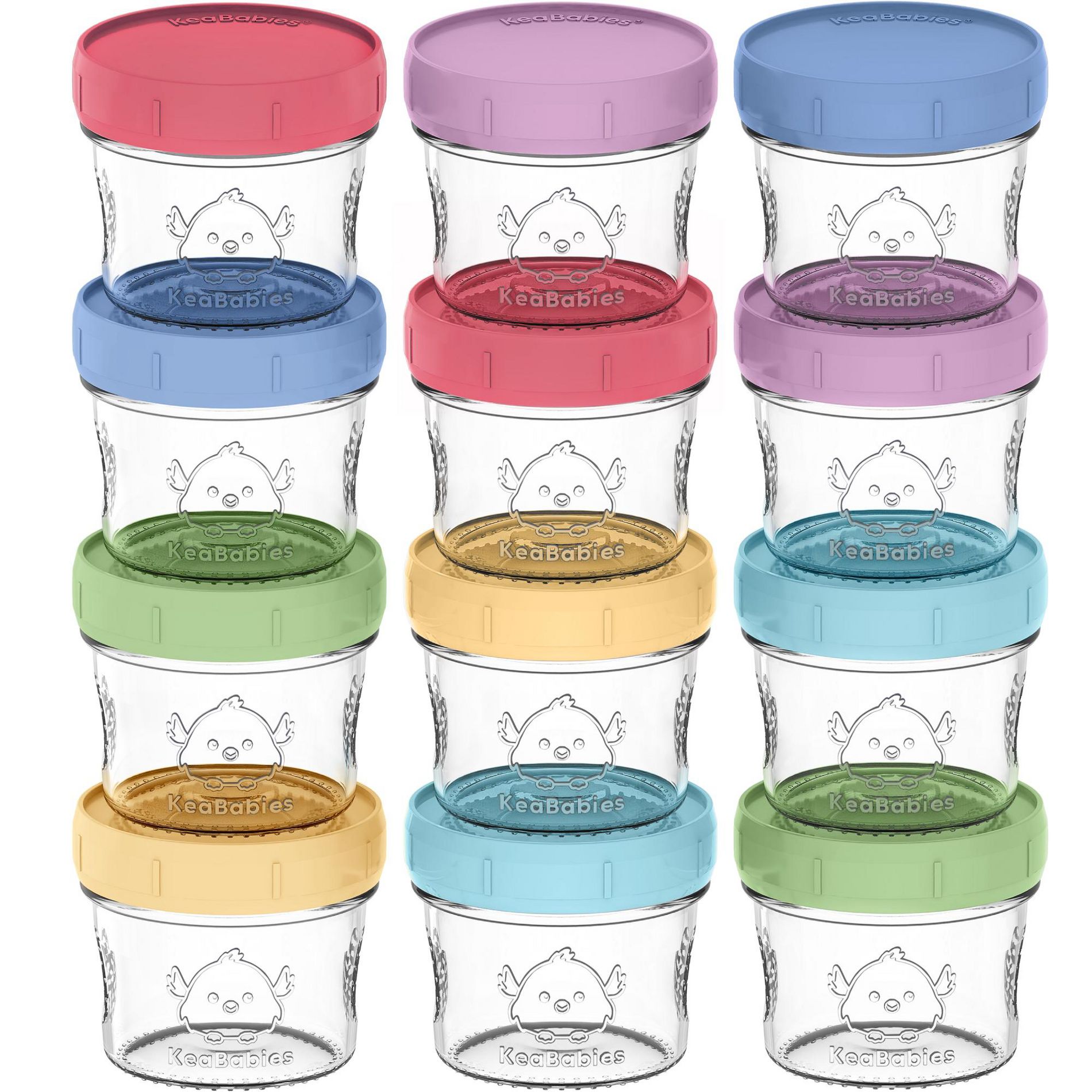 Prep Baby Food Storage Containers, 4oz & 8oz Leak-Proof, BPA Free Glass Baby Food Jars for Feeding