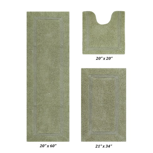 20x60 Hotel Collection Bath Rug White/sage - Better Trends : Target