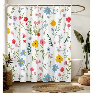 Shower Curtain for Bathroom Waterproof Unique White Floral Girls Chic Print Design 70.8x70.8 Inch - 1 of 1