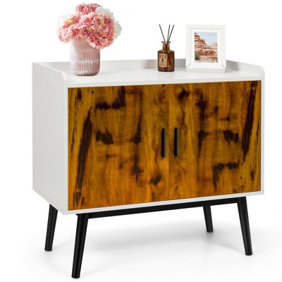 Costway Sideboard Buffet Storage Cabinet W/2 Door Metal Legs Accent ...