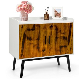 Costway Sideboard Buffet Storage Cabinet w/2 Door Metal Legs Accent Cabinet 32In - 1 of 4