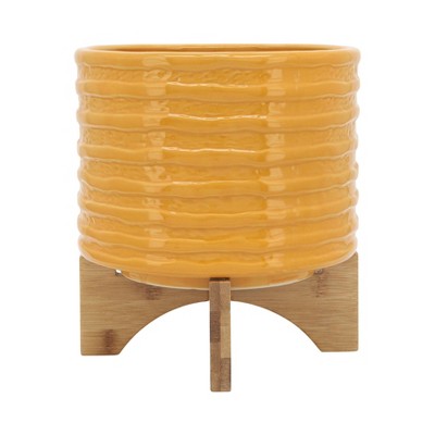 Sagebrook Home Textured Ceramic Planter Pot with Stand