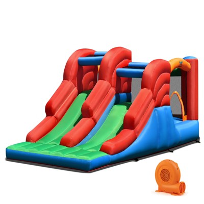 Costway Inflatable Bounce House 3-in-1 Dual Slides Jumping Castle Bouncer w/ 550W Blower