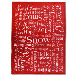Inspiring Messages (Red) Christmas Super Soft Throw Blanket - 50x60 Throw Blanket for Bedroom, Living Room, Spring Time - 1 of 4