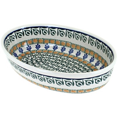 Blue Rose Polish Pottery 299 Ceramika Small Oval Baking Dish