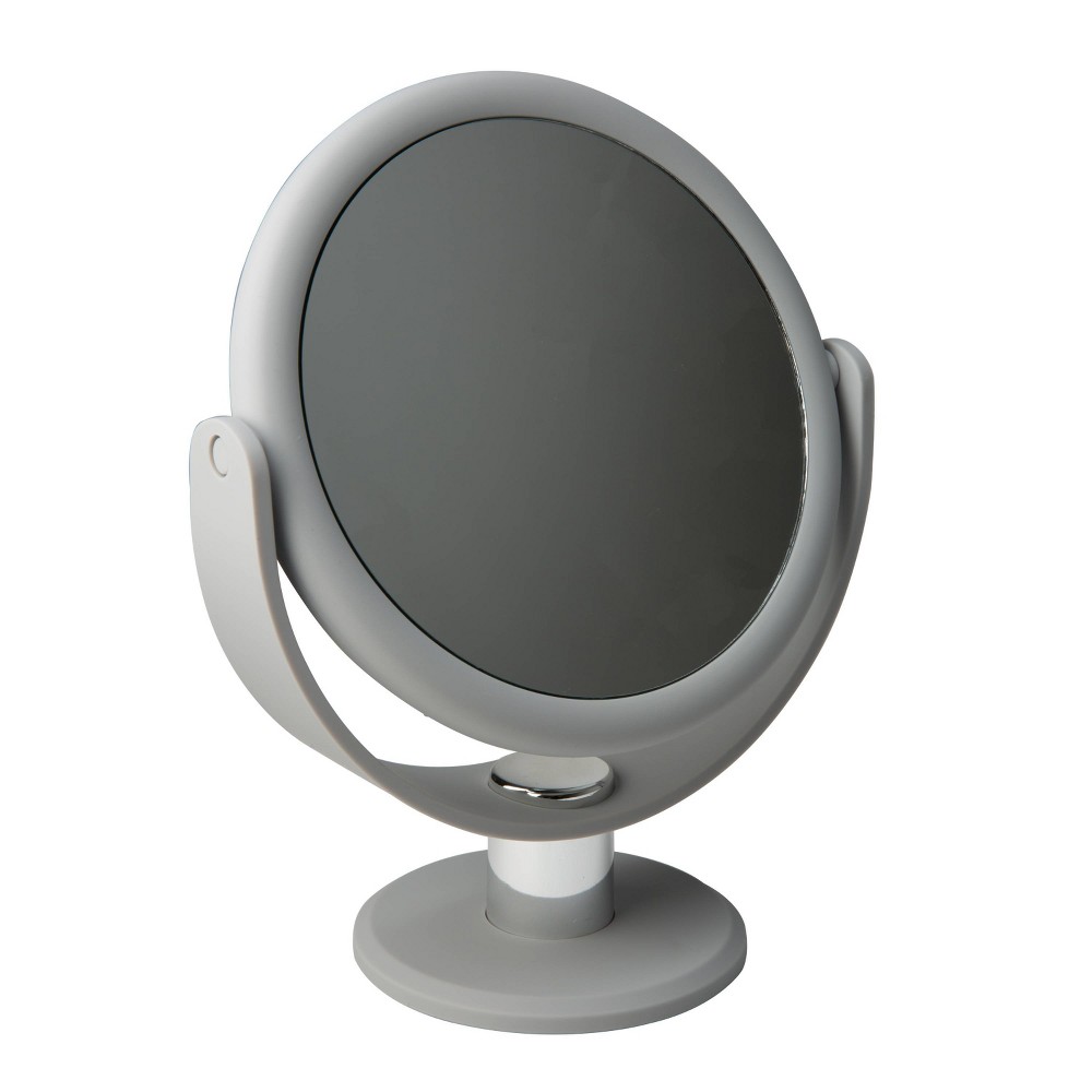 Photos - Makeup Brush / Sponge 7" Vanity Rubberized 1X-10X Magnification Mirror Gray - Home Details: Dual-Sided, Portable, No Assembly Required