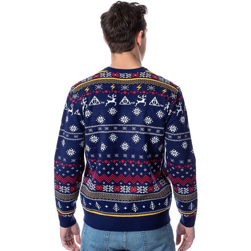 Harry Potter Men's Hogwarts Happy Christmas Ugly Holiday Knit Sweater, 2 of 4
