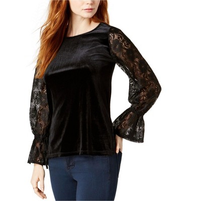 Kensie Womens Lace Sleeve Knit Blouse