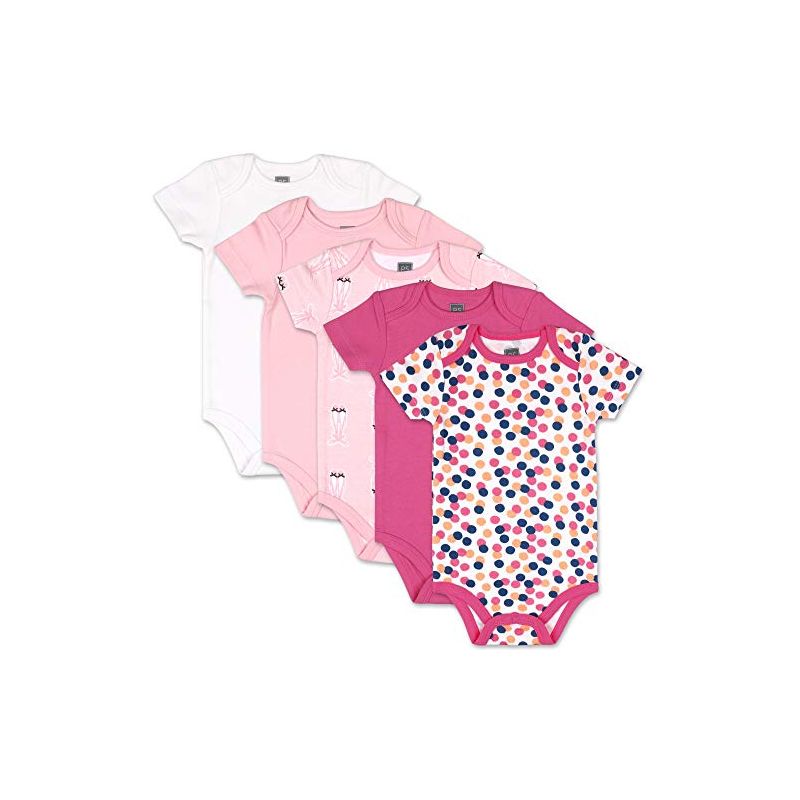 The Peanutshell Baby Girl Short Sleeve Bodysuits, 5-Pack, Dots & Ballet Slippers, Newborn to 24 Months, 1 of 7