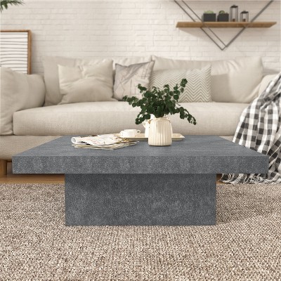 Galano Carmelo 35.4 In Square Wood Top Coffee Table In Concrete Gray Cement Gray Target