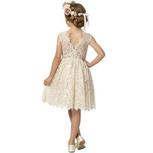 2Bunnies Girls' 12M-10yr Paisley All-Over Lace Sleeveless Flower Girl Dress  Knee Ivory 4T : Target