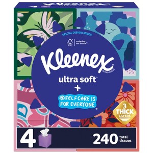 Kleenex Ultra Soft Facial Tissue - Self-Care Awareness Pack - 4pk/60ct - 1 of 4
