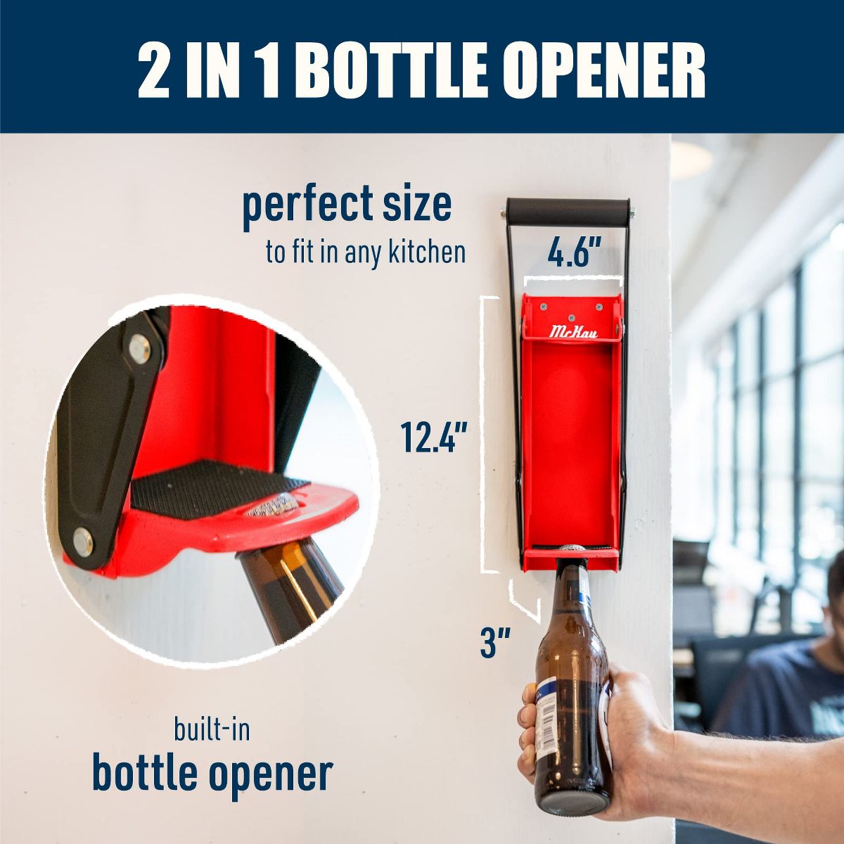 McKay Metal Can Crusher, Heavy-Duty Wall-Mounted Smasher for Aluminum Seltzer, Soda, and Bottles for Recycling - 12 oz and 16 oz Sizes - thumbnail 4