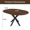 Modern Round Extendable Dining Table for 6, Retractable Solid Wood Veneer Table with Carbon Steel Base for Kitchen or Dining Room-Tanpinhause - 3 of 4