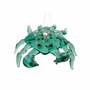 Gallerie II Aqua Crab Glass Ornament - 1 of 3