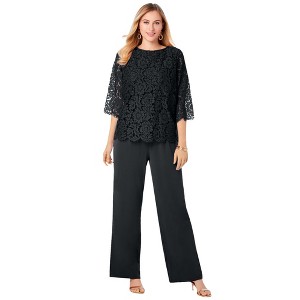 Jessica London Women's Plus Size Popover Lace Jumpsuit - 1 of 4