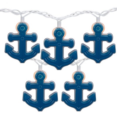 Northlight 10 Blue Anchor Summer Patio String Mini Lights - 8.5 ft White Wire