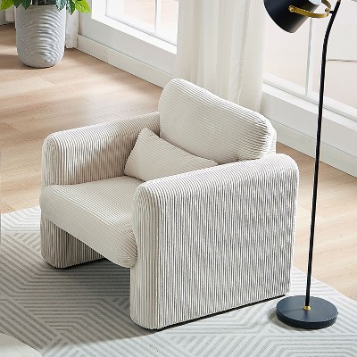 CAVINAS Modern Single Sofa Corduroy Upholstered Lounge Chairs Couch with Support Pillow for Apartment