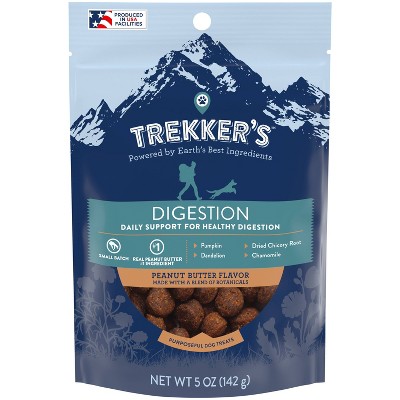 Trekker's Digestion Peanut Butter Flavor Chewy Dog Treats - 5oz Pouch