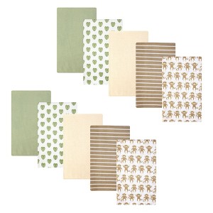 Hudson Baby Infant Boys Cotton Flannel Burp Cloths 10-Pack, Monkey, One Size - 1 of 4