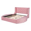 YOOCOZZ Queen Size Velvet Upholstered Platform Bed with Wingback Headboard, Storage Drawer and Side Storage Stools - 4 of 4