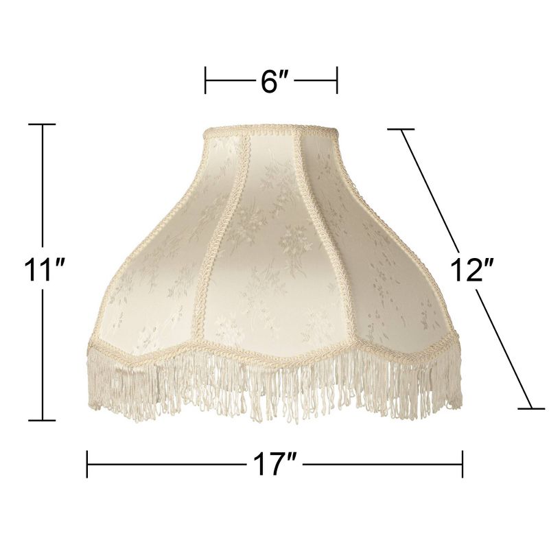 Springcrest Set of 2 Scallop Dome Lamp Shades Cream Large 6" Top x 17" Bottom x 11" High Spider Replacement Harp and Finial Fitting, 5 of 9