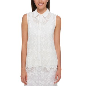 Tommy Hilfiger Womens Lace Floral Button Up Shirt - 1 of 1