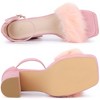 BLISSFUL STEP Women's Faux Fur Chunky Heel Platform Sandals - 4 of 4