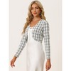 Allegra K Women's Tie Front Long Sleeve Plaid Tweed Short Shrugs - image 4 of 4