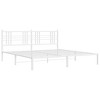 vidaXL Metal Bed Frame without Mattress with Headboard White 76"x79.9" - 3 of 4