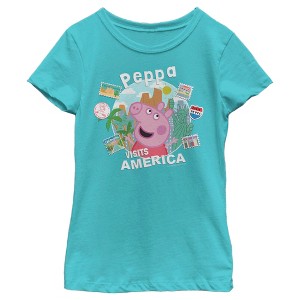 Girl's Peppa Pig Visits America T-Shirt - 1 of 4