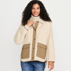 Lands' End Women's Fleece High Pile Quilted Jacket - 1 of 4