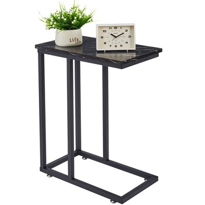 VECELO C-Shaped End Side Table for Sofa/Couch, Snack TV Tray for Living Room or Bedroom