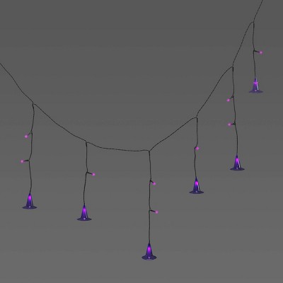 20ct LED Plastic Witch Hat Halloween Indoor Outdoor Novelty Icicle String Lights Purple/Black - Hyde and EEK! Boutique™