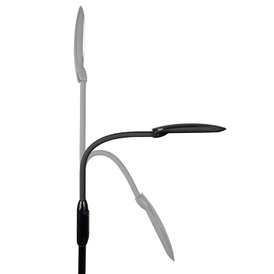 Adjustable Black LED Floor Lamp with USB Charging and Tablet Stand