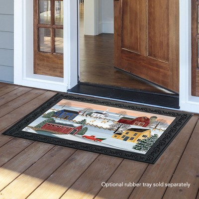 Winter Saltboxes Primitive Polyester Outdoor Doormat 30" x 18"