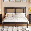 Queen/Full Size Wooden Platform Bed with Natural Rattan Headboard 4A -ModernLuxe - 2 of 4