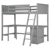 PAGED Twin Bunk Bed with Desk Modern Wooden Bed Frame with Storage Cabinet, Guardrail and Inclined Ladder for Bedroom - 4 of 4