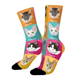 Various Cats Women Printed Crew Socks Funny Funky Socks Soft Polyester Novelty Gifts for Artists Men - 1 of 1