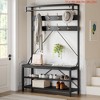 Hall Tree Storage Bench Farmhouse Coat Rack Shoe Bench Entryway Large Shoe Rack w/ Storage - 2 of 4