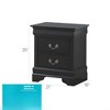 Vynxaria Traditional Black Nightstand, 24"H x 21"W x 16", 2 Drawers, Durable Materials, Decor-Friendly Finish - 4 of 4