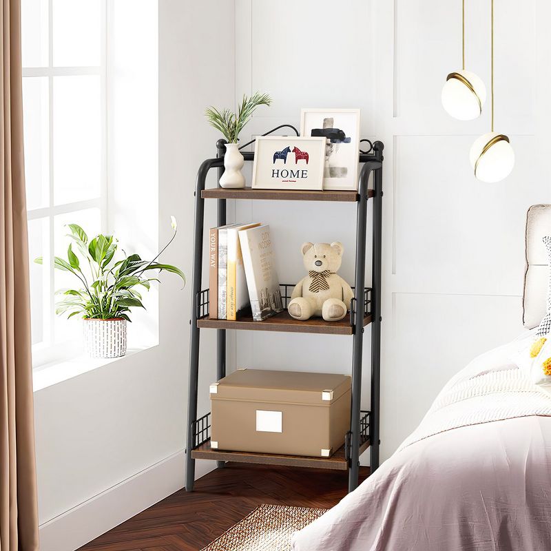 Whizmax 3 Tier Bookshelf, Metal Standing Book Shelves Display Book Rack for Living Room Bedroom Home Office, 3 of 9