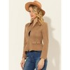 Allegra K Women's Faux Suede Short Zip Up Motorcycle Biker Coat - 3 of 4