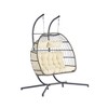 2 Person Hanging Double Swing Chair, Patio Hanging Egg Chair, Basket Swinging Chair, With Stand Patio Wicker Egg Chair - 4 of 4