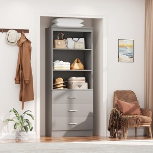 Aheaplus 71'' Tall Closet Storage Organizer with Drawers, Freestanding Closet System with Adjustable Shelves - 1 of 4