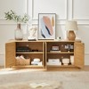 Runesay 64" Modern Wood TV Stand with Rattan Doors for Living Room, Bedroom, or Entryway, Natural - 4 of 4